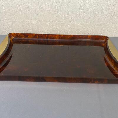 Italian Acrylic and Brass Tray from Guzzini