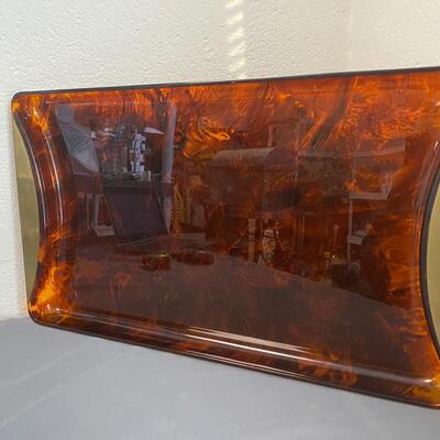 Italian Acrylic and Brass Tray from Guzzini