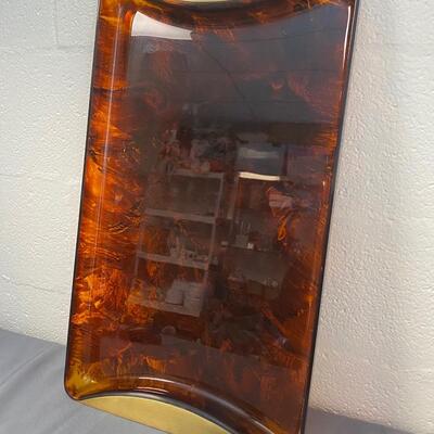 Italian Acrylic and Brass Tray from Guzzini