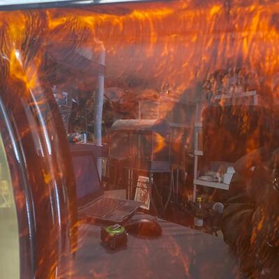 Italian Acrylic and Brass Tray from Guzzini