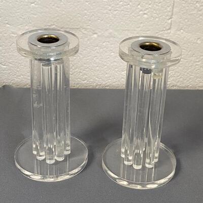 Pair of Vintage Acrylic Candlestick Holders