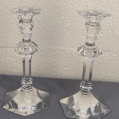 Pair of Val St. Lambert Crystal Candlesticks