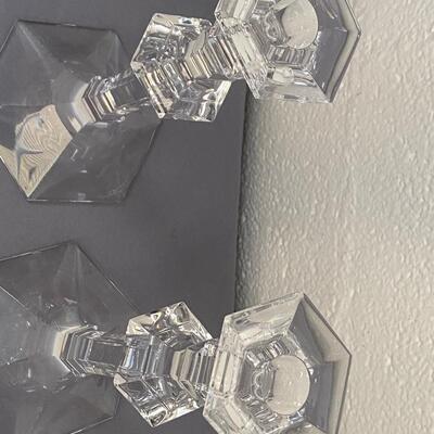 Pair of Val St. Lambert Crystal Candlesticks