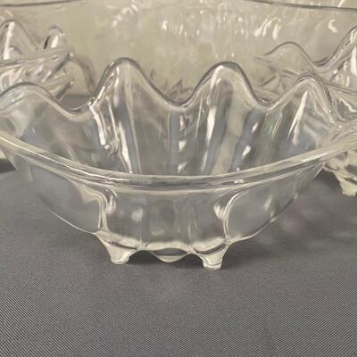 Large Vintage Acrylic Clam Shell Bowl with 8 Small Bowls