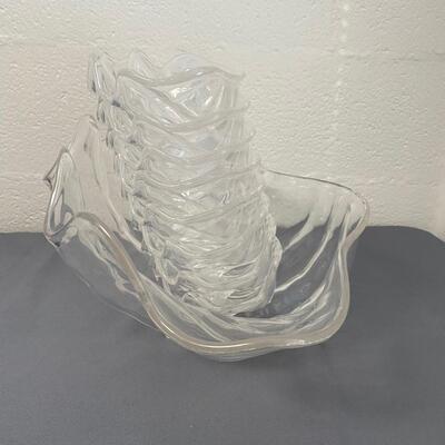 Large Vintage Acrylic Clam Shell Bowl with 8 Small Bowls