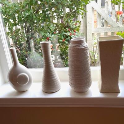 Lot 42 Group 4 Studio Pottery White Vases