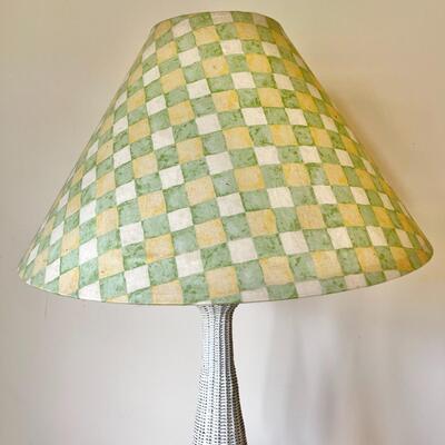 Lot 25 Vintage Wicker Lamp Fabric Shade Checker Board Print