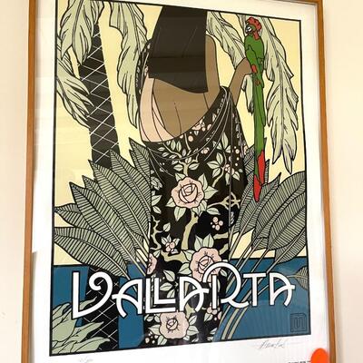 Lot 26 Framed Vallarta Poster / Print by Mario Uribe Artist Signed 1980 Limited Edition Print DELAYED PICKUP