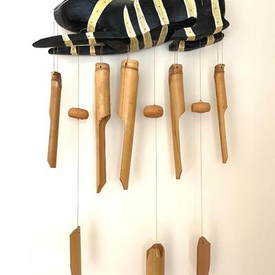 Lot 27   Wood & Bamboo Cat Wind Chime