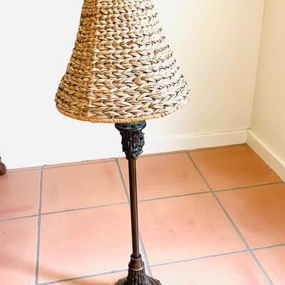 Lot 28 Palm Tree Table Lamp With Monkey Woven Shade