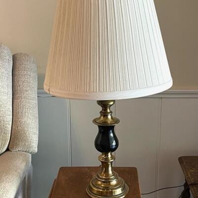 Lot 50 Brass Table Lamp Black Finish w/Fabric Pleated Shade