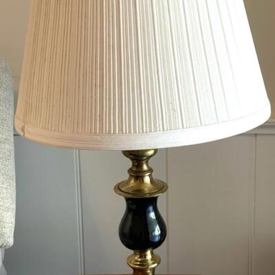 Lot 50 Brass Table Lamp Black Finish w/Fabric Pleated Shade