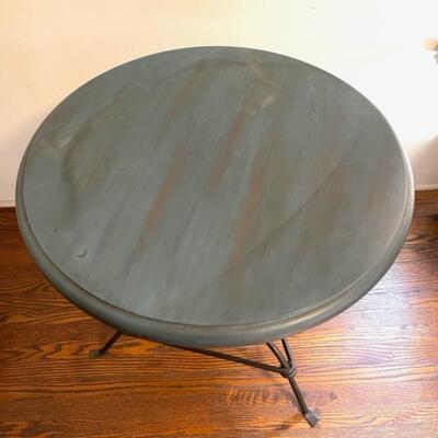 Lot 60 Small Table w/Painted Round Wood Top Table Wire Base DELAYED PICKUP