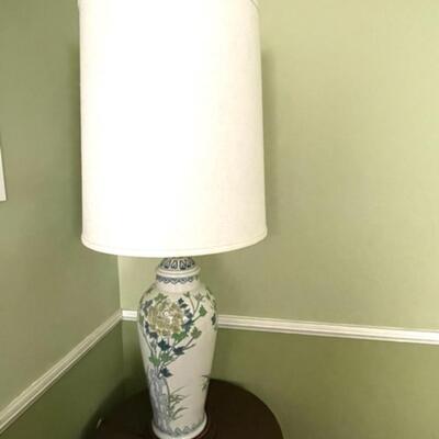 Lot 70 Porcelain Table Lamp Asian Floral Design with Shade 40