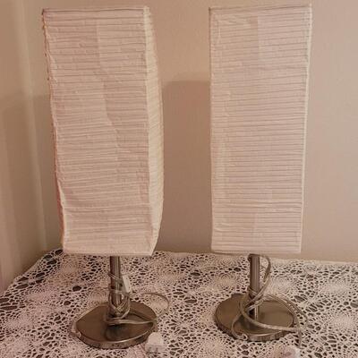 Lot 2: Pair of White Crepe Paper Lamps