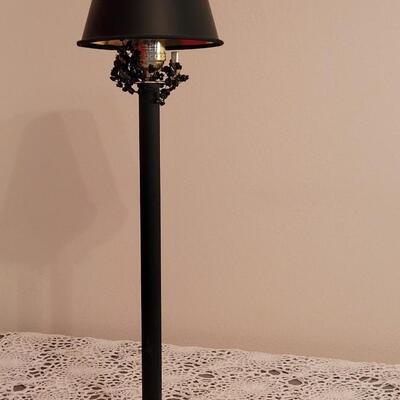Lot 9:  Vintage Black Metal Lamp with Black/Gold Lamp Shade