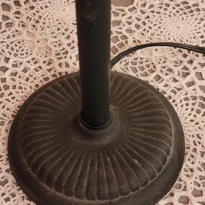 Lot 9:  Vintage Black Metal Lamp with Black/Gold Lamp Shade