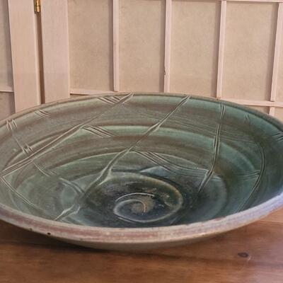 Lot 11:  Signed Green Pottery Bowl