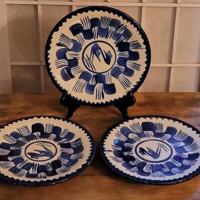 Lot 27: (3) Oaxaca Blue & White Plates