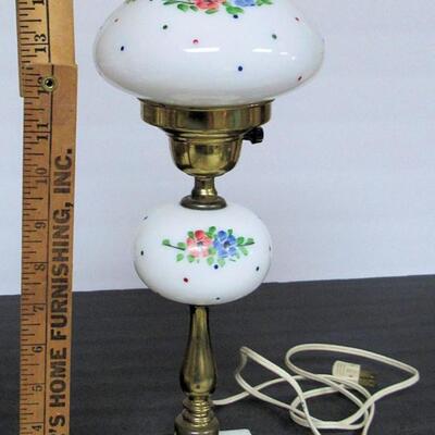Vintage Smaller Lamp, Brass, Glass, Marble Base