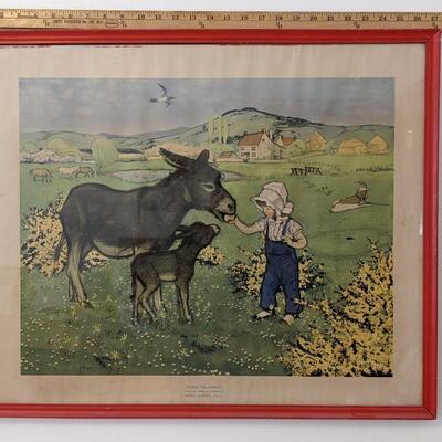 Framed Print Feeding The Donkeys, Muriel Dawson-27x22
