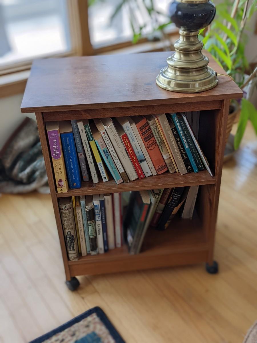 Bookcase End Table on rollers