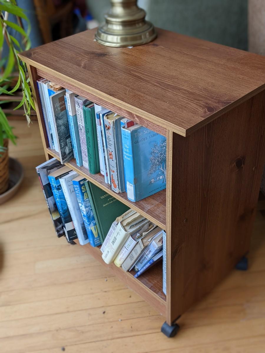 Bookcase End Table on rollers