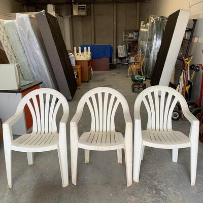 *JUST ADDED* White Plastic Patio Table & 3 Chairs