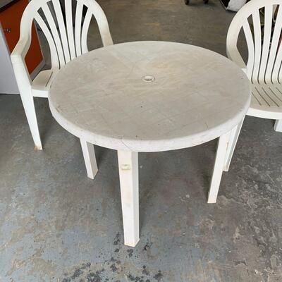 *JUST ADDED* White Plastic Patio Table & 3 Chairs