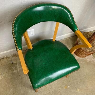 *JUST ADDED* Vintage Green Vinyl & Nailhead Chair