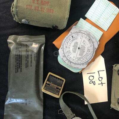 Mixed Lot of Military Items- Compass Sewing Calculator Goggles et 