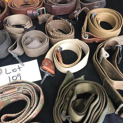 Mixed Lot of Nylon, Canvas, and Leather Rifle Slings 