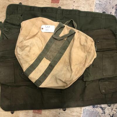 Vintage Aviators Kit Bag and 2 x Cw-206/gr Radio Antenna and Accessory Canvas Bags