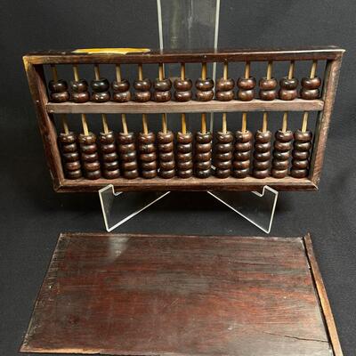 Antique Wooden Chinese Abacus with sliidng cover