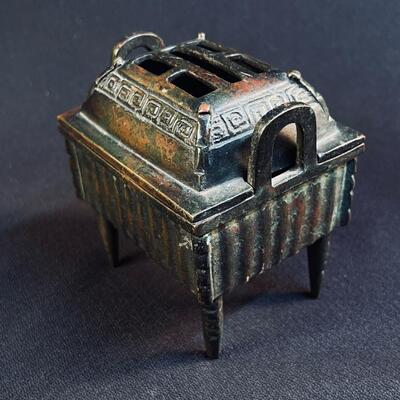 Antique Chinese Bronze Incense Censer with Coin Collection