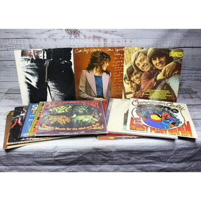 Vintage Lot of Records Original First Press of the Rolling Stones Sticky Fingers, The Monkees, Carly Simon, The Partridge Family & More