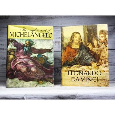 Pair of Large Coffee Table Art Books The Complete Works of Michelangelo & Leonardo Da Vinci