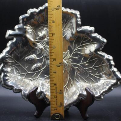 Vintage Autumn Fall Leaf Metal Holiday Home Decor Tray