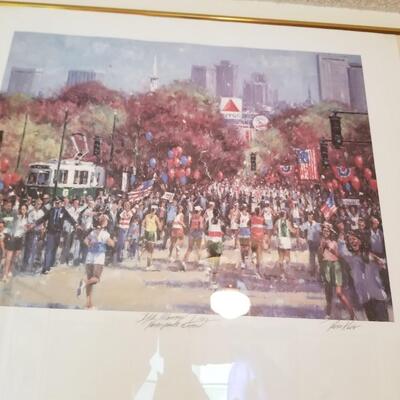 Boston marathon artwork autographed