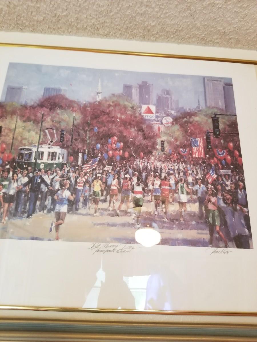 Boston marathon artwork autographed