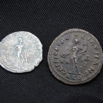 Pair of Antique Ancient Greek Roman Coins Gordian III Antoninianus Silver Coin