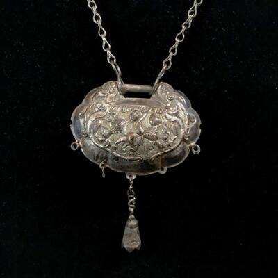 Cultural Silver Soul Lock Pendant and Chain