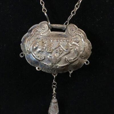 Cultural Silver Soul Lock Pendant and Chain