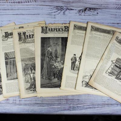 Antique 19th Century Scientific American, Harper's Bazar, Frank Leslie's Illustrated & More