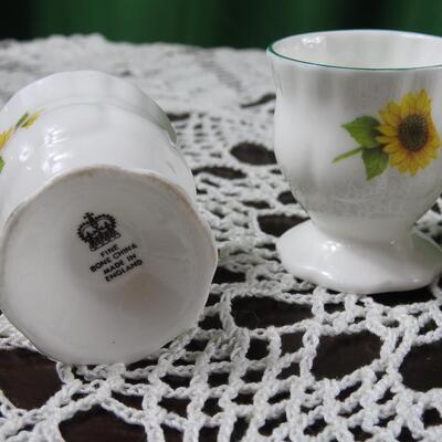 Bone china sunflower egg cup