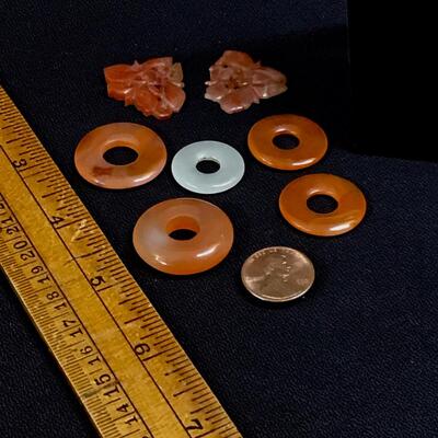 Collection of Chinese Hard Stone Bi Disks Carnelian Nephrite