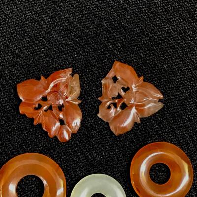 Collection of Chinese Hard Stone Bi Disks Carnelian Nephrite