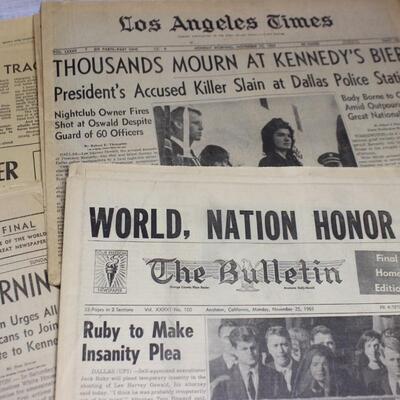 Lot of Vintage Robert F. Kennedy Assassination Breaking Headlines Newspaper Los Angeles Times, The Bulletin, & More