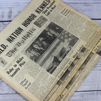 Lot of Vintage Robert F. Kennedy Assassination Breaking Headlines Newspaper Los Angeles Times, The Bulletin, & More