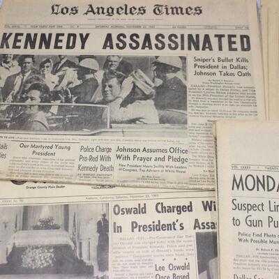 Lot of Vintage Robert F. Kennedy Assassination Breaking Headlines Newspaper Los Angeles Times, The Bulletin, & More